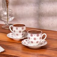 Emsan Tiny Flowers New Bone 2 Kişilik 90 ml Bordo Kahve Fincan Takımı
