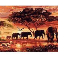 Ena Butik 40x50 cm Nehir ve Filler Sayılarla Boyama Seti Rulo Duvar Sticker