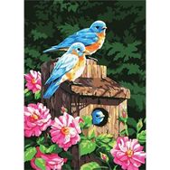Ena Butik 50x65 cm Mavi Kuşlar ve Çiçekler Sayılarla Boyama Seti Rulo Duvar Sticker