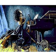 Ena Butik 50x65 cm Müzik ve Kadın Sayılarla Boyama Seti Rulo Duvar Sticker