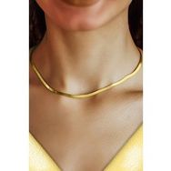 ENCİLİ SİLVER 925 Ayar Gümüş İtalyan Yassı Model Kadın Gold Renk Zincir Kolye
