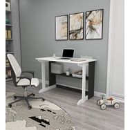 Enda Home Pillar Kütüphaneli 100x56 cm Beyaz Geniş Çalışma Masası