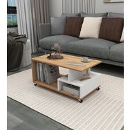 Enda Home Sultan 86,5x50 cm Çam Beyaz Tekerli Orta Sehpa