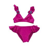 Endeep Aksesuar Detaylı Volanlı Pembe Bikini Takımı