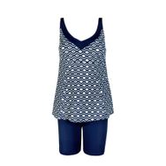 Endeep Kadın Lacivert Geometrik Desenli Tankini Takımı