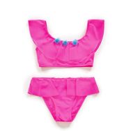 Endeep Kız Çocuk Volanlı Aksesuarlı Pembe Bikini Takımı