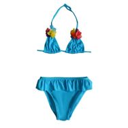 Endeep Mavi Fırfırlı Üçgen Bikini Takımı