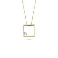 Engin Gold 14 Ayar Altın Swarovski Taşlı Kare Kolye