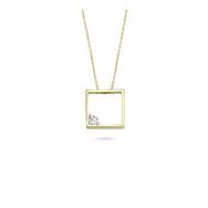 Engin Gold 14 Ayar Altın Swarovski Taşlı Kare Kolye