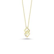 Engin Gold 14 Ayar Altın Taşlı Geometrik Kolye
