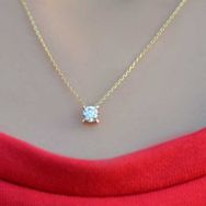 Engin Gold 14k Sarı Altın Tektaş Kolye