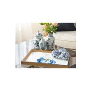 English Home Bleu Blanc Cam 31x46 cm Gold Dekoratif Tepsi