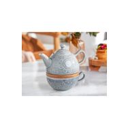 English Home Floral Poem Stoneware Seti 350 ml 250 ml Gri Demlik