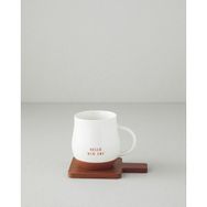 English Home Hello New Day New Bone China Bardak Altlıklı Kupa 450 ml Beyaz
