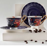 English Home Miranda New Bone China 4 Parça 2 Kişilik 90 ML Lacivert Kahve Fincan Takımı