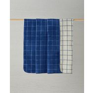 English Home Plain Check Pamuklu King Size Battaniye Lacivert - Krem
