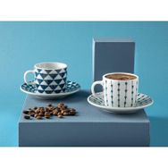 English Home Trin Porselen 2'li 80 ml Lacivert Kahve Fincan Takımı