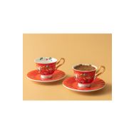 English Home Vanilla Porselen 2'li 90 ml Kırmızı Kahve Fincan Takımı