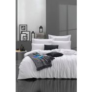 Enlora Home Freshcolor Beyaz Çift Kişilik Düzrenk %100 Doğal Pamuk Nevresim Takımı