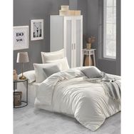 Enlora Home Freshcolor Ekru Çift Kişilik Düzrenk %100 Doğal Pamuk Nevresim Takımı