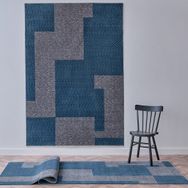 Enza Home 1.60x2.30 cm Mavi Gri Diagram Polyester ve Viskon Halı