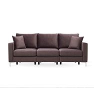 Enza Home 10306 Linea Kadife Dokulu Kahve Antrasit 3'lü Koltuk