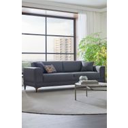 Enza Home 13009 Pavia 3'lü Yataklı, Kadife Dokulu, Gri Koltuk