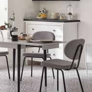 Enza Home 15116 Flabel Keten Dokulu Kumaş Koyu Gri Sandalye