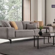 Enza Home 17502 Viera Keten Dokulu Gri 2.5'lu Koltuk