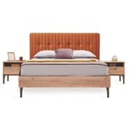 Enza Home 221 Turuncu Kadife Dokulu Kumaş 180x200 cm Sona Başlıklı Karyola
