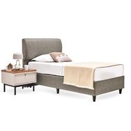 Enza Home 23501 Kahve Yeşil Keten Dokulu Kumaş 100x200 cm Loreto Genç Başlıklı Baza