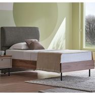 Enza Home 23501 Kahve Yeşil Keten Dokulu Kumaş 100x200 cm Loreto Genç Başlıklı Karyola