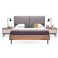Enza Home 23502 Mavi Keten Dokulu Kumaş 180x200 cm Loreto Başlıklı Karyola