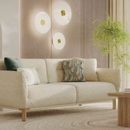 Enza Home 57001 Krem Perge 3'lü Yataklı Koltuk