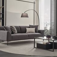 Enza Home Berta 14002 Gri Kadife Dokulu 3'lü Yataklı Koltuk