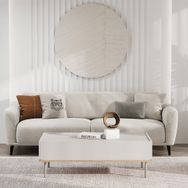 Enza Home Cante 14207 Krem Keten Dokulu 3'lü Yataklı Koltuk+Berjer