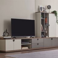 Enza Home Cordell 100x150 cm Beyaz Gri Ceviz TV Ünitesi Kitaplık Modülü