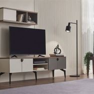 Enza Home Cordell 180x165 cm Beyaz Gri ve Ceviz Kombinasyon 1 TV Ünitesi