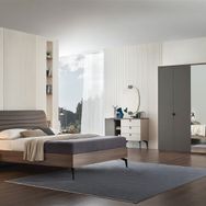 Enza Home Cordell Beyaz Gri Ceviz Başlıklı Karyola + 5 Kapaklı Dolap + Şifonyer + 2 Adet Komodin Yatak Odası Seti