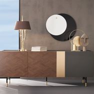 Enza Home Dorian 207x80 cm Ceviz Ahşap Desenli Mat Gold Gri Konsol