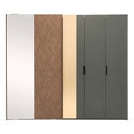 Enza Home Dorian 253x222 cm Mat Gri Gold ve Ahşap Sürgülü Dolap