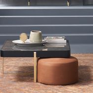 Enza Home Dorian 96x44 cm Siyah Mermer Desenli Gold Metal Ayaklı Orta Sehpa