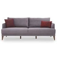 Enza Home Fiore 10405 Koyu Gri Kadife Dokulu Yataklı Üçlü Koltuk