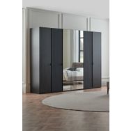 Enza Home Riga 6 Kapaklı Akordeon Modern Siyah Gardrop