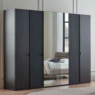 Enza Home Riga 6 Kapaklı Akordeon Modern Siyah Gardrop