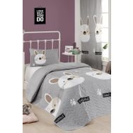 Eponj Home EP-021493 Kapitone Tek Kişilik Tavşancık Açık Kahve Gri Pembe Yatak Örtüsü Seti