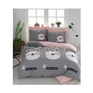 Eponj Home Tavşancık Açık Kahve Gri Pembe Çift Kişilik Nevresim Takımı