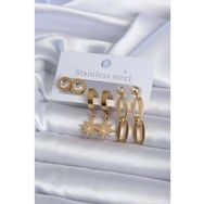 Erb 316L Çelik Gold Renk Yıldız Model Kadın Küpe Seti