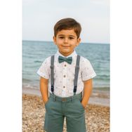 Erkek Bebek&çocuk Fish Desenli Yazlık Salopet Takım Elbise 4'lü Set - Turkuaz - 7 Yaş