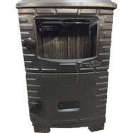 Eroğlu Mat Siyah Büyük Camlı Şömine Soba Kömür Sobası Odun Sobası Uyuyan Soba Döküm Soba